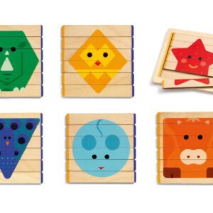 DJECO Dřevěné jednoduché puzzle barevná zvířata