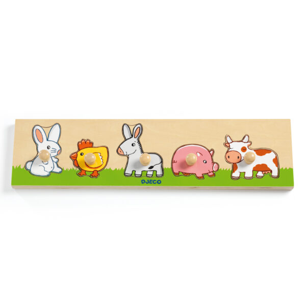 DJECO Jednoduché vkladací puzzle s úchytky domací zvířata - Image 2